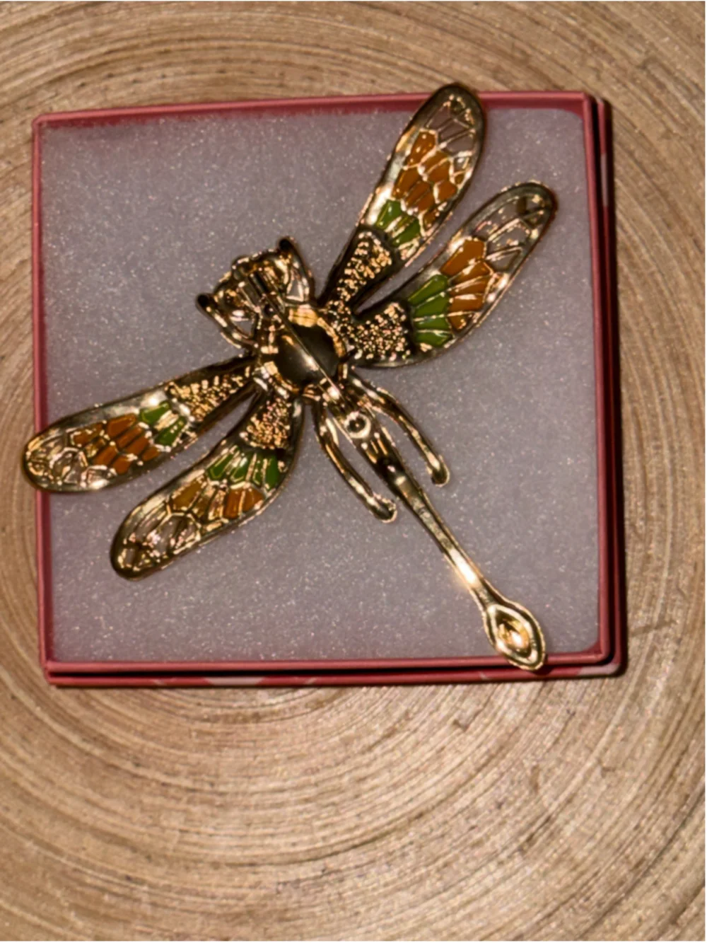 Aura’s Oddities Dragonfly Brooch Green and Gold